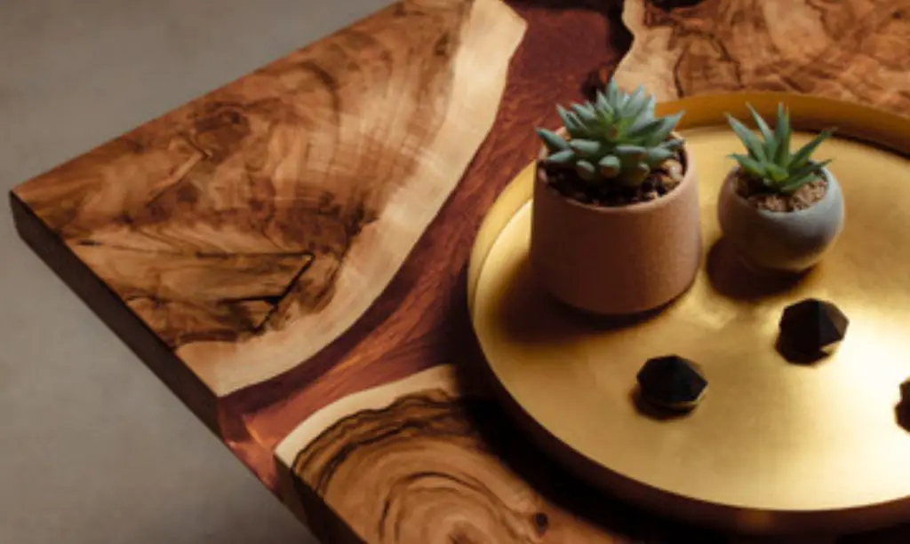resin art furniture brown wood coffee table